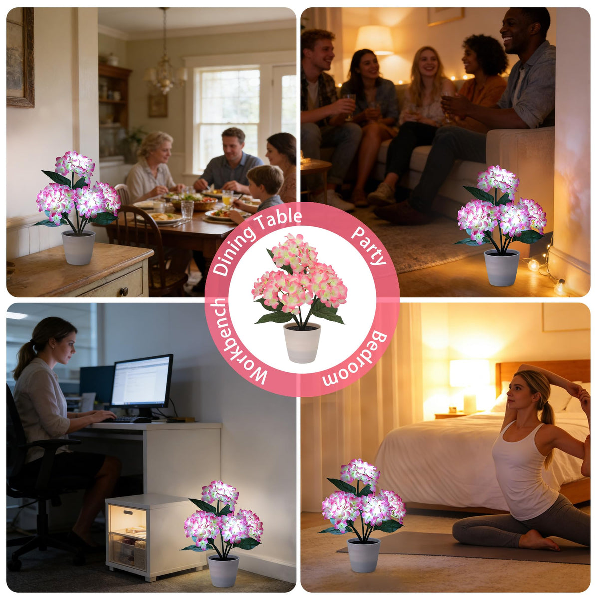Pink Hydrangea Flower Decor for Christmas Mothers Day Birthday Gifts (HYDRANGEA FLOWR-PINK)