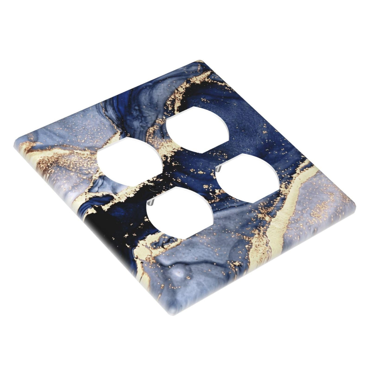 Royal Turquoise Blue Marble 2 Gang 2 Duplex Combination Light Switch Cover Decorative Combo Dual Device Receptacle Switch Face Wall Plate (Royal Turquoise Blue Marble / 2 Gang2 Duplex)