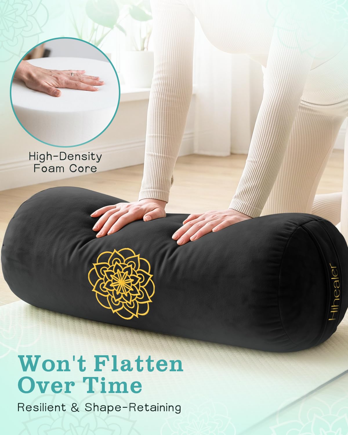 Round Yoga Bolster Pillow (Black)