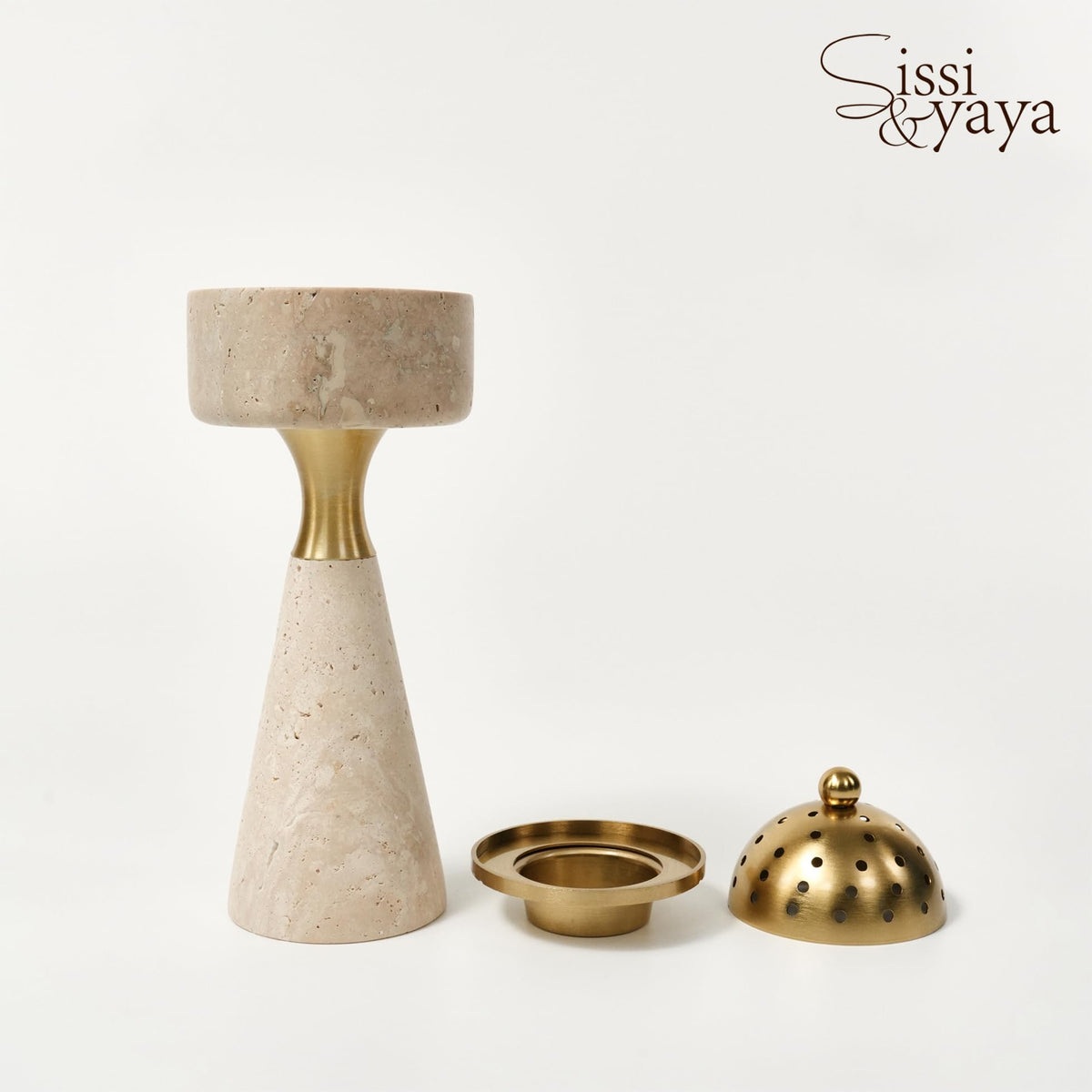 Natural Travertine Incense Burner (White)