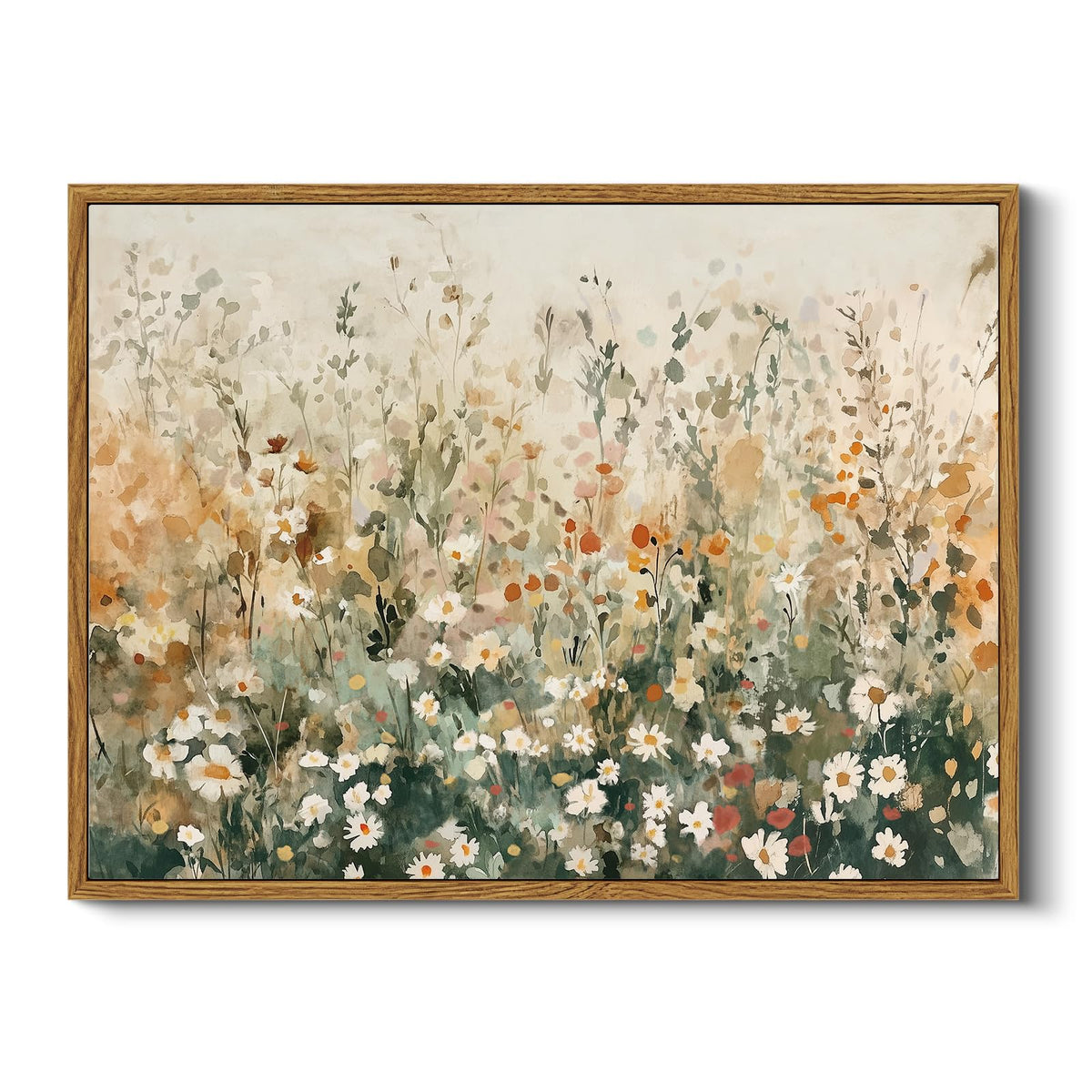 Vintage Wildflower Framed Canvas Wall Art 12"x16" Rustic Farmhouse Floral Decor (Wildflower E / 16"L x 12"W)