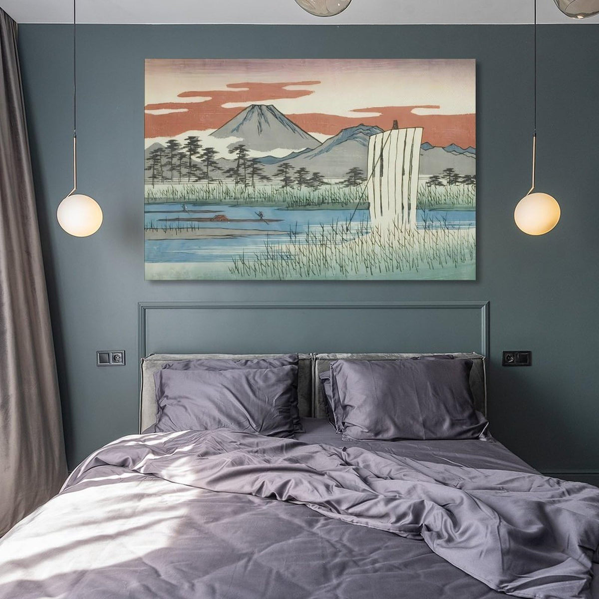 Utagawa Hiroshige Sagami River Mount Fuji Landscape Canvas Printing Wall Art Japanese Ukiyo E Prints Vintage Posters Minimalist Wall Decor for Living Room Bedroom Office 12x18inch (style-1 / 12x18inch(30x45cm) Unframe)