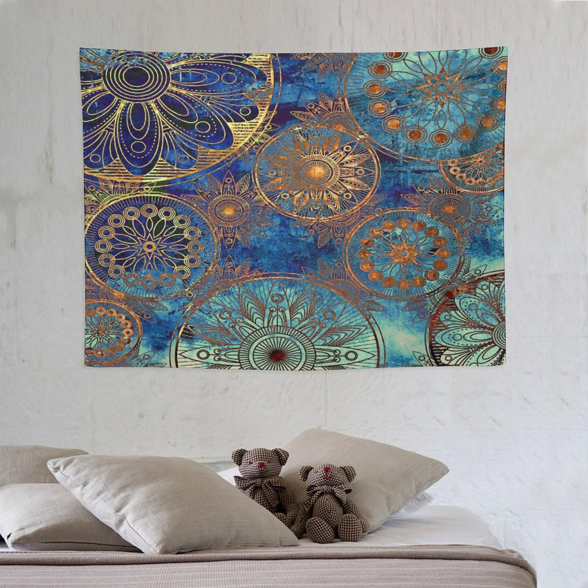 Boho Floral Tapestry Wall Hanging Retro Mandala Flower Vintage Mystical Dream Style Theme Tapestries Home Decor for Living Room Bedroom Apartment Farmhouse Dorm 30"x40" (30"L x 40"W / Mandala-30)