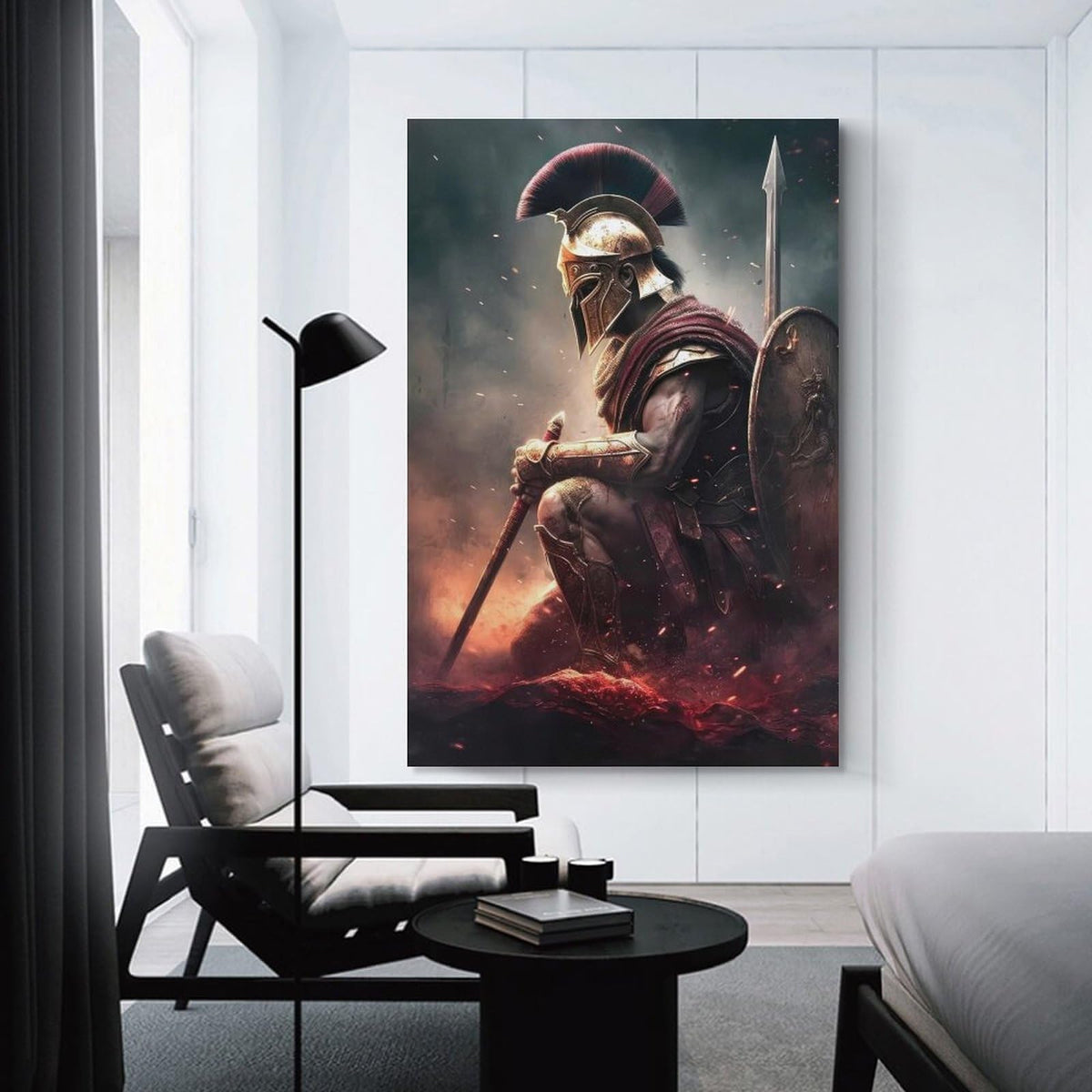Kneeling Spartan Canvas Printing Wall Art Prints Wall Decor Posters Ancient Warrior Battle Scene Mythic Greek Armor Scandinavian Bohemian Living Room Bedroom Office Decor 12x18inch (style-34 / 12x18inch(30x45cm) Unframe)