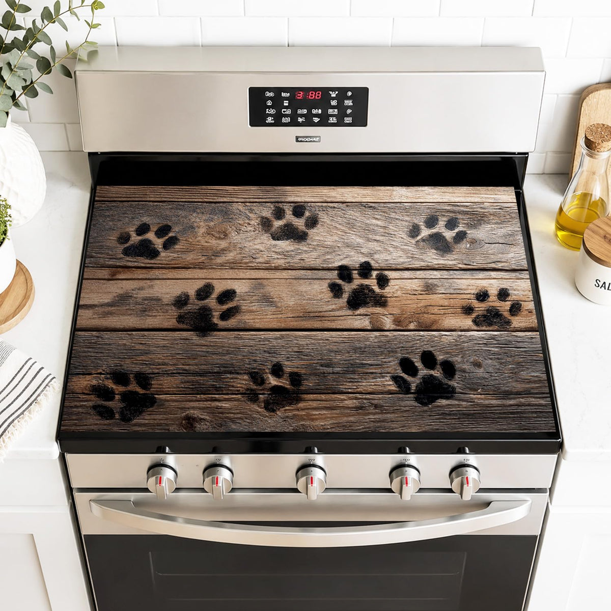Paw Print Stove Top Cover 28x20 Inch Decorative Electric Stove Cover (Colorful2097)