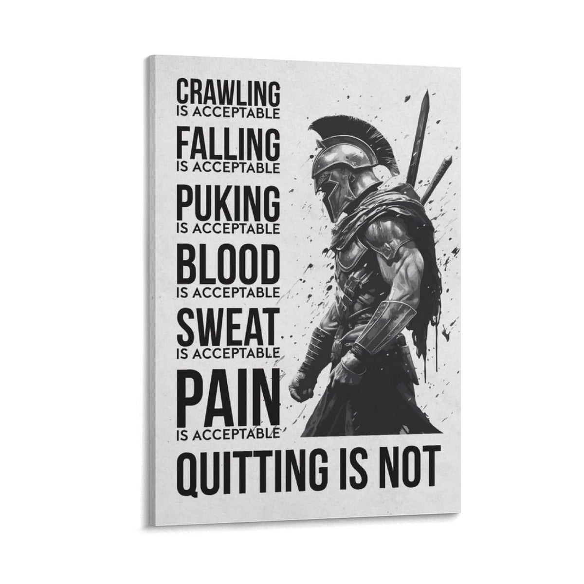 Spartan Warrior Motivational Poster Canvas Printing Wall Art Prints Wall Decor Posters Monochrome Gym Quote Fitness Discipline Bedroom Office Living Room Inspiration 24x36inch (style-15 / 24x36inch(60x90cm) Frame)
