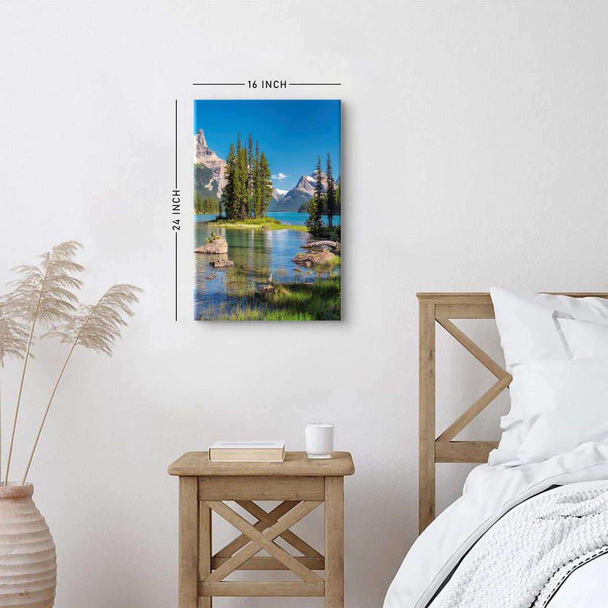 Jasper National Park Wall Art Natural Landscape Canvas Prints for Living Room Nature Travel Scenery Pictures Maligne Lake Painting Poster Mountain Forest Canvas Artwork for Home Decorations 16x24" (24"L x 16"W / Jasper National Park)