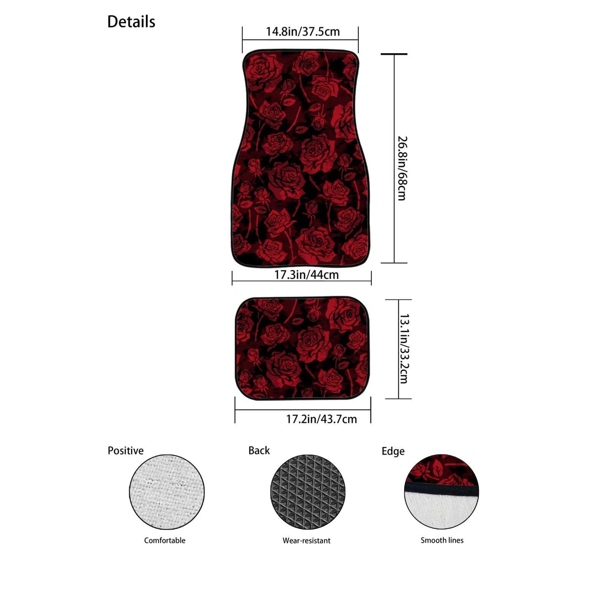 Red Rose Car Floor Mats for Women (Red Rose)