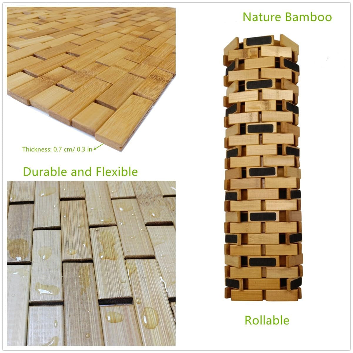 Bath Mat Wooden Bathroom Mat Rayon Derived from Bamboo 27.6"x19.7" (27.6" x 19.7" (Rectangular))