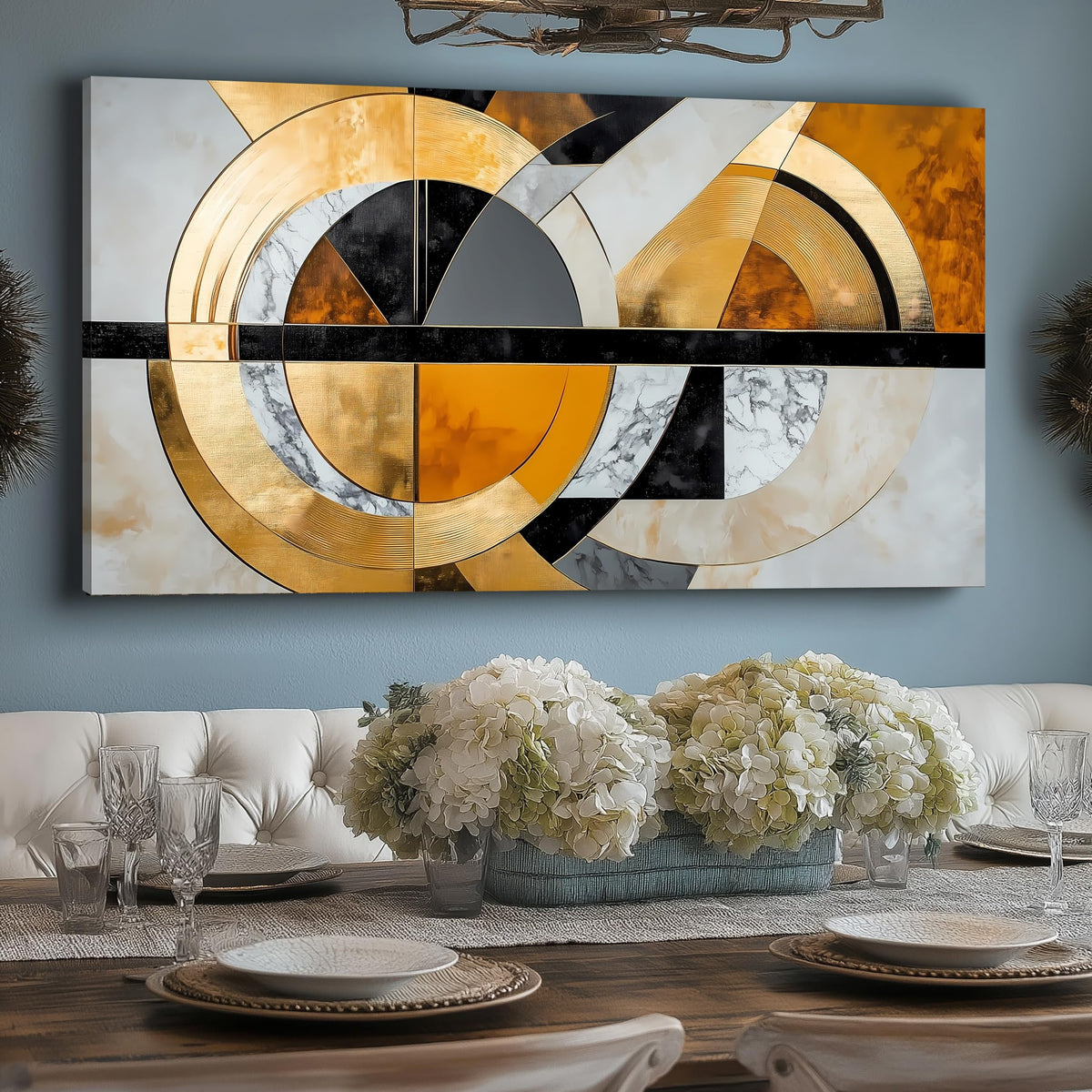 Geometric Abstract Pictures Canvas Wall Art for Living Room Bedroom Wall Decor Modern Painting Simple Themed Home Decor Artwork Wooden Inner Frame 20x40 Inches (40"L x 20"W / Yellow geometric abstraction)