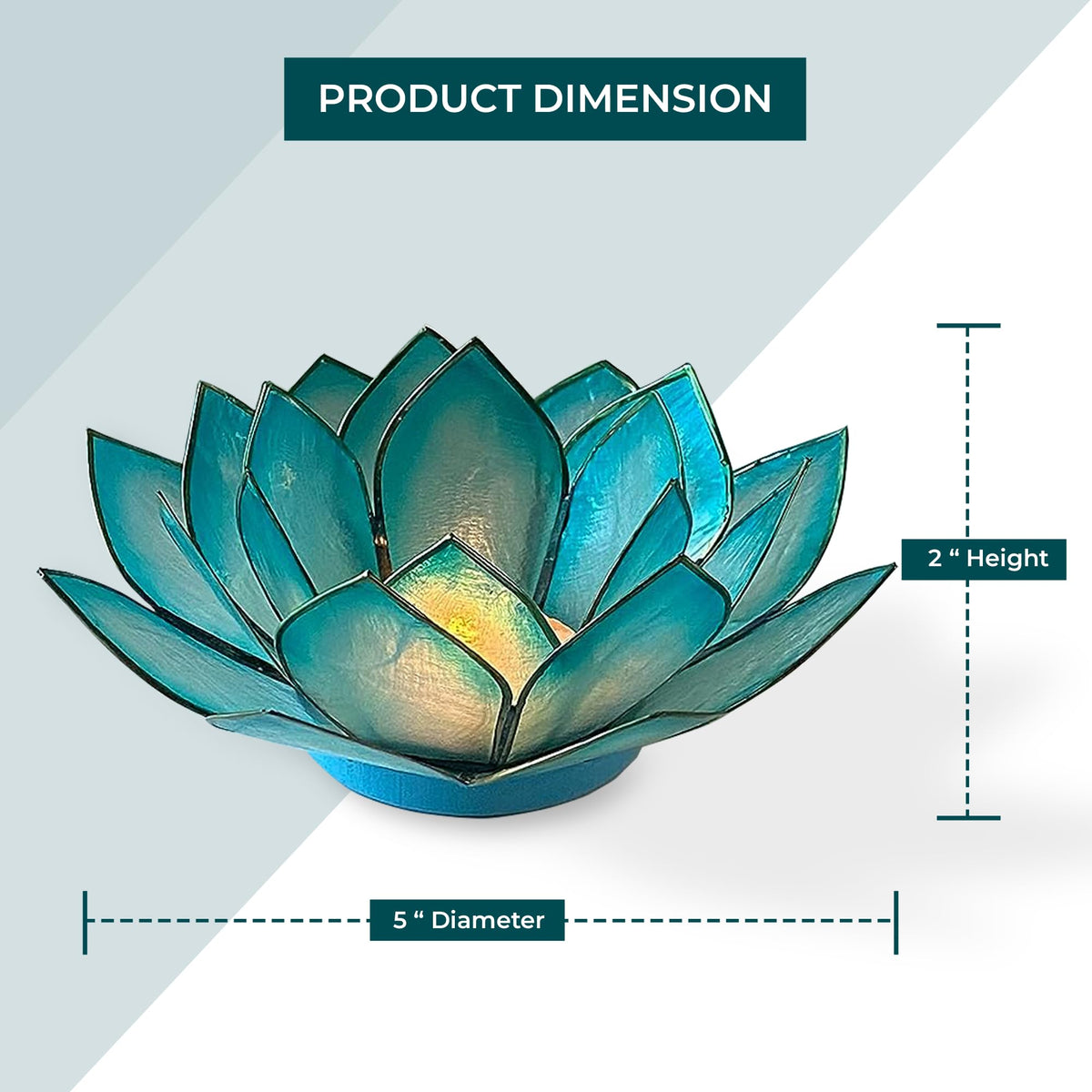 Capiz Shell Lotus Flower Decor Tealight Candle Holder for Serene Ambiance (Cool Water / Regular)