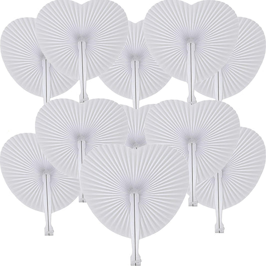 100 Pcs White Heart Paper Fans (White Heart / 100 PCS)