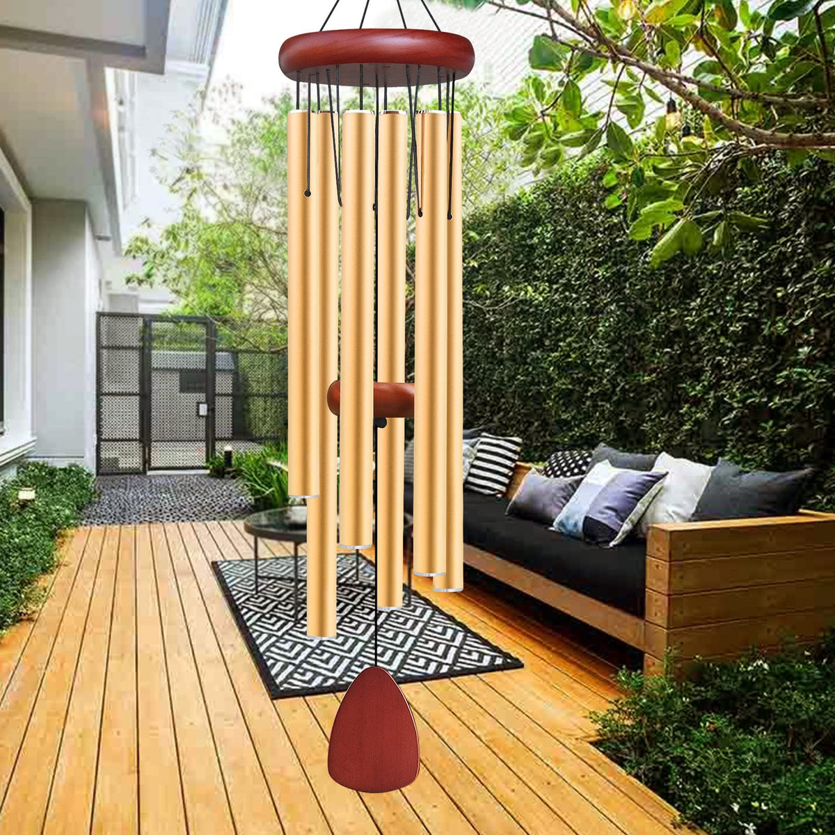Aluminium Wind Chimes Outside (Gold Wind Chimes-36")