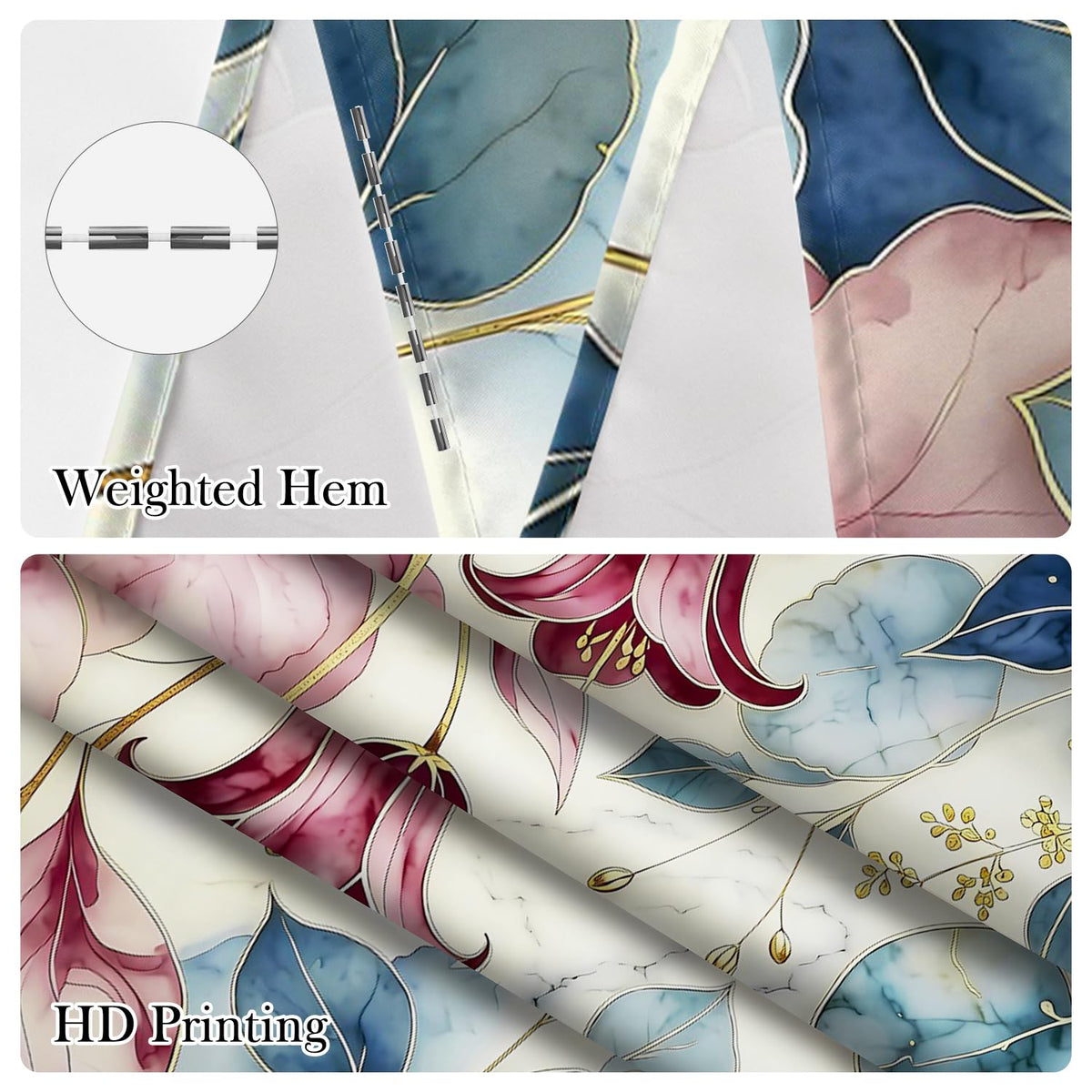 Luxury Floral Shower Curtain with Hooks (Abstract Floral)