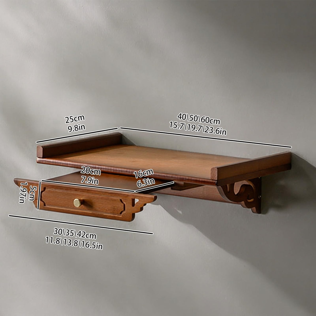 Wooden Wall Mounted Pull (Brown 19.7in)
