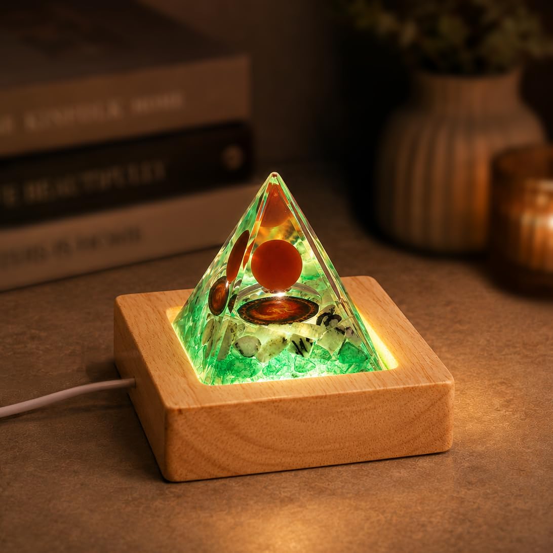 Orgone Pyramid Lamp with Light Base (Plug-in-Pyramid-Grounding Balance)