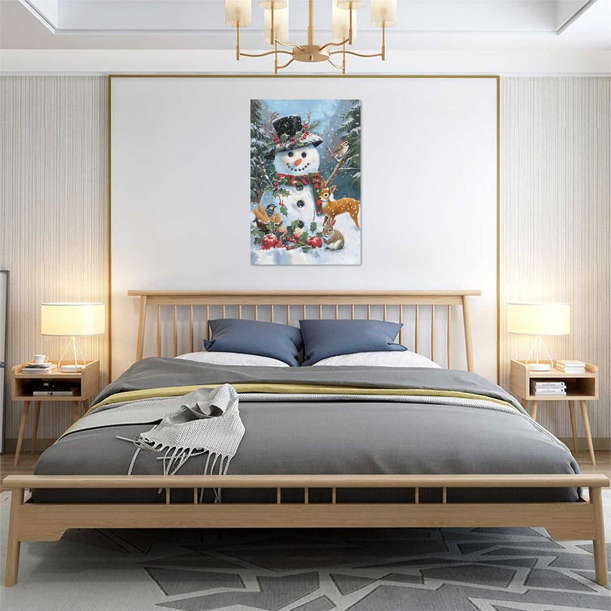 Snowman Wall Art Winter Pictures Christmas Canvas Wall Decor Snowman Painting Home Modern Artwork Decorations Framed for Living Room Bedroom Bathroom Office 16 x 24 inch (16" x 24" / Snowman)