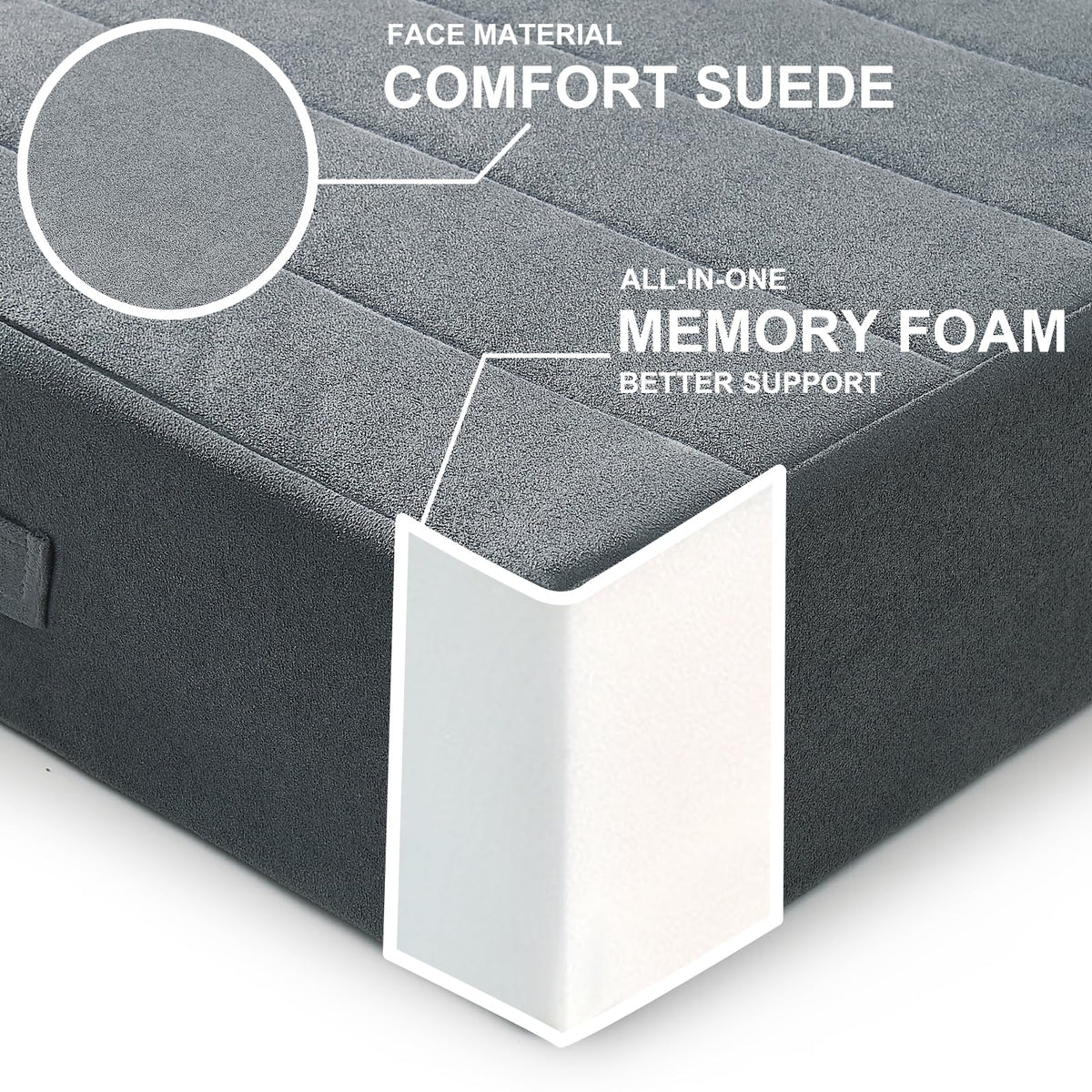 2 Pcs High Density Foam Floor Pillow (Dark Gray / 2 Counts)