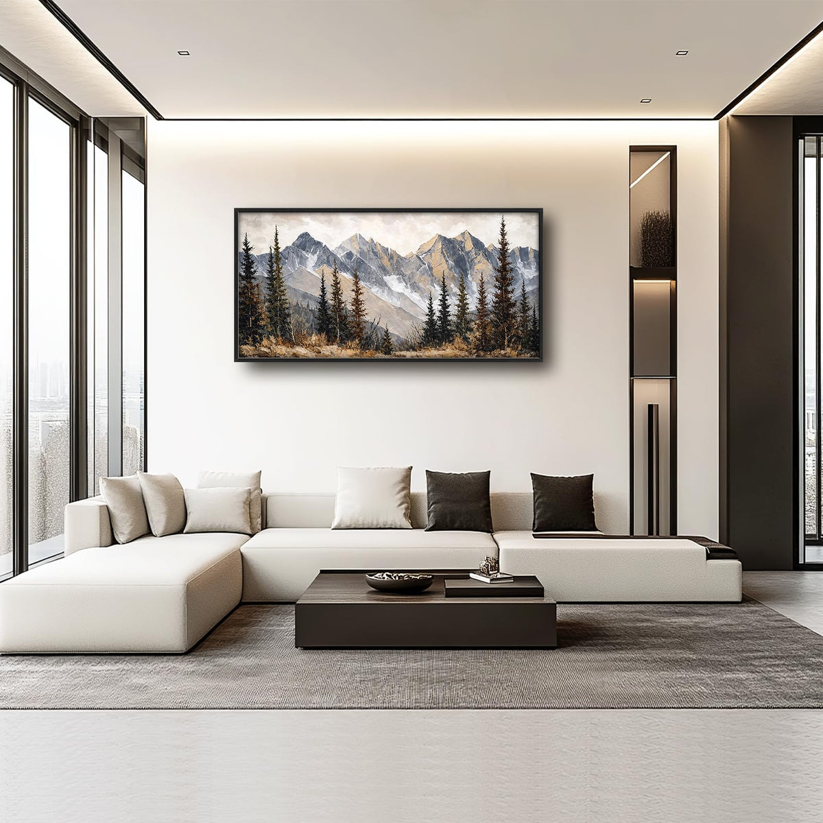 Mountain Wall Decor Large Canvas Wall Art for Living Room Big Forest Landscapes Pictures Painting Artwork Nature Framed Decoration for Living Room Bedroom Office Gifts 60"x30" (Mountain / 60"L x 30"W)