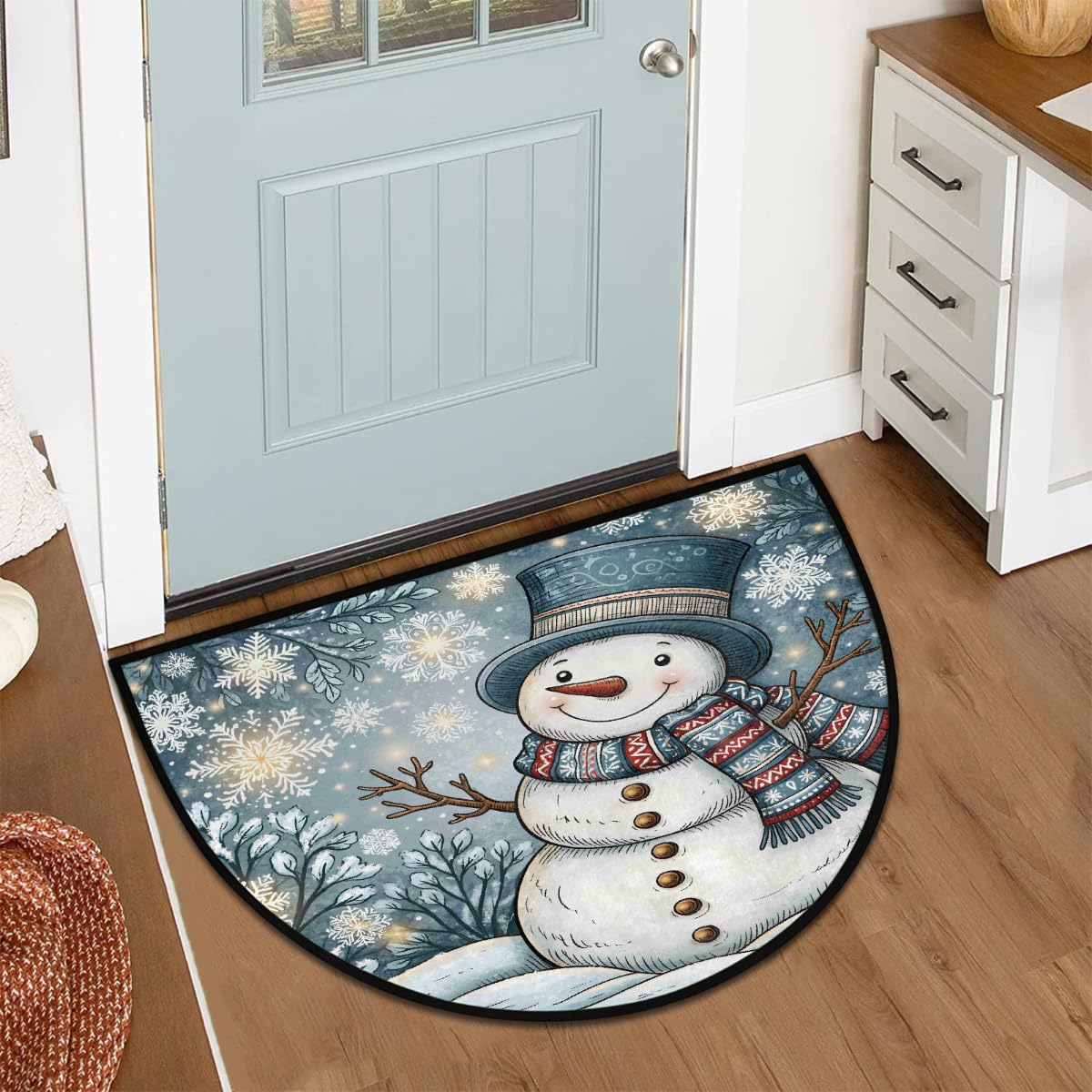 Snowman Half Round Door Mat Semi Circle Rug Half Moon Doormat (B:c-26)