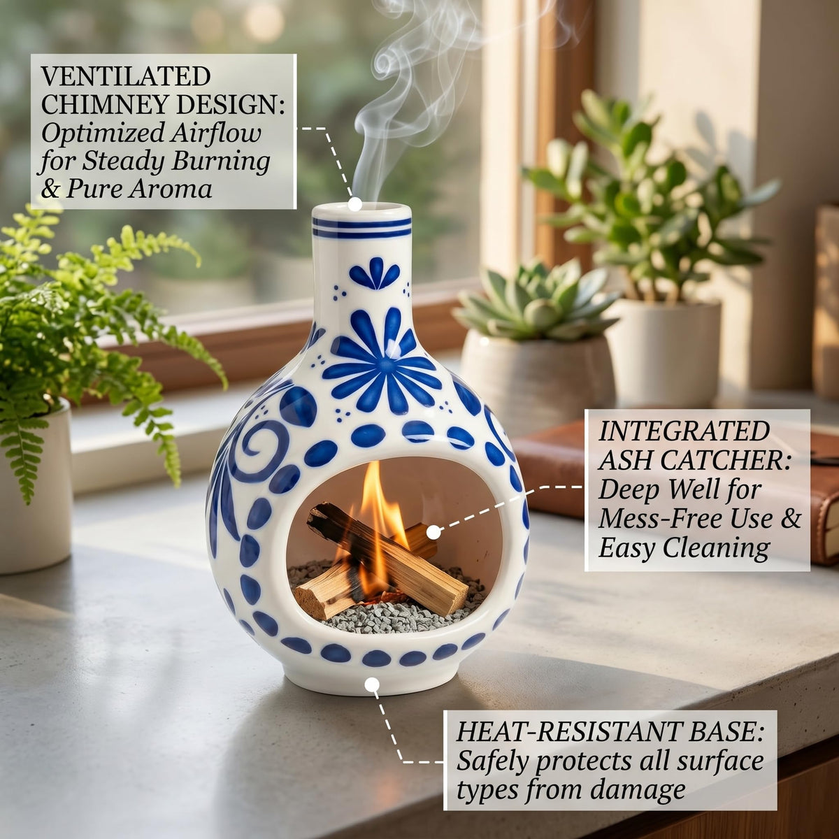 Ceramic Incense Holder (Blue)