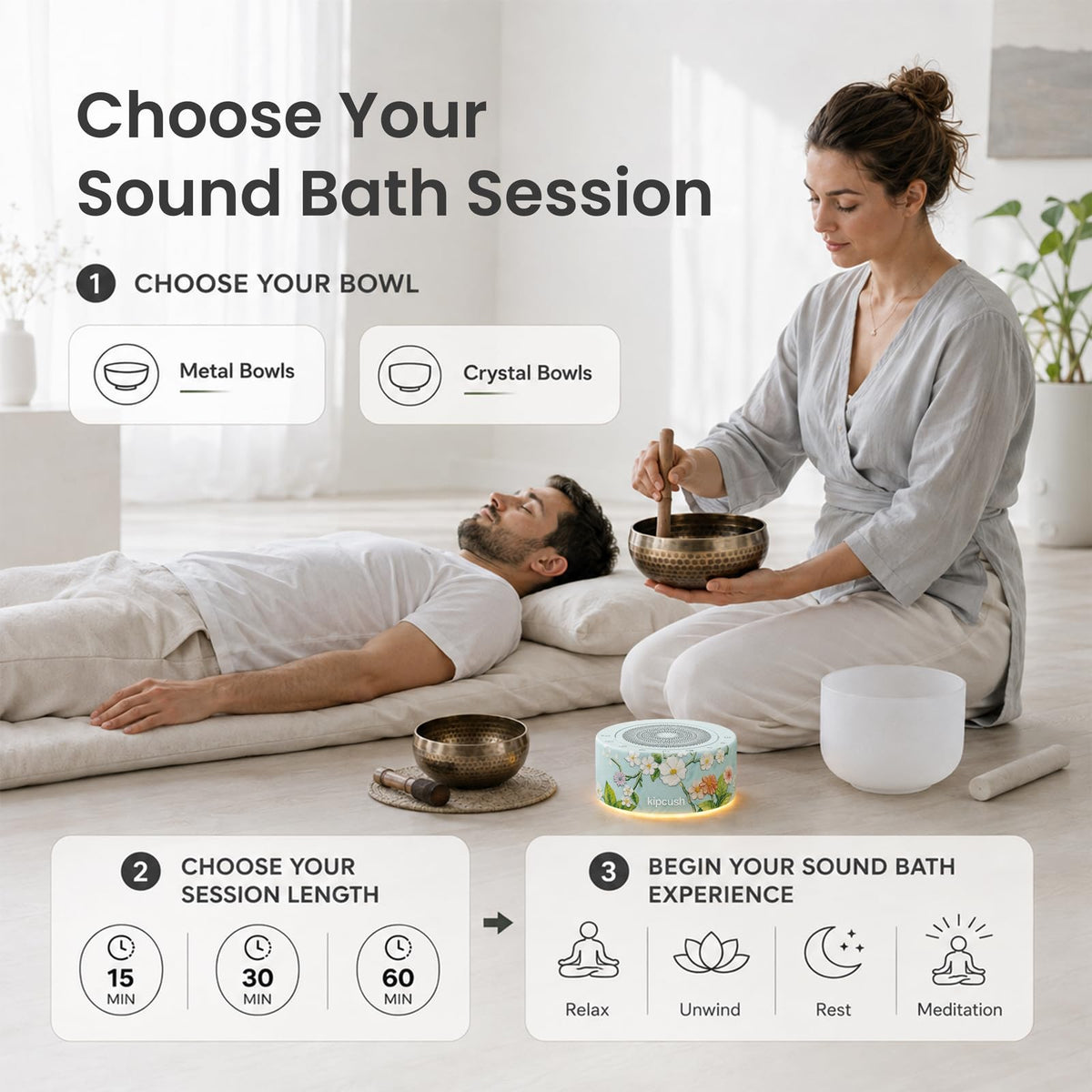 Tibetan Singing Bowl Sound Machine (Lotus Garden)