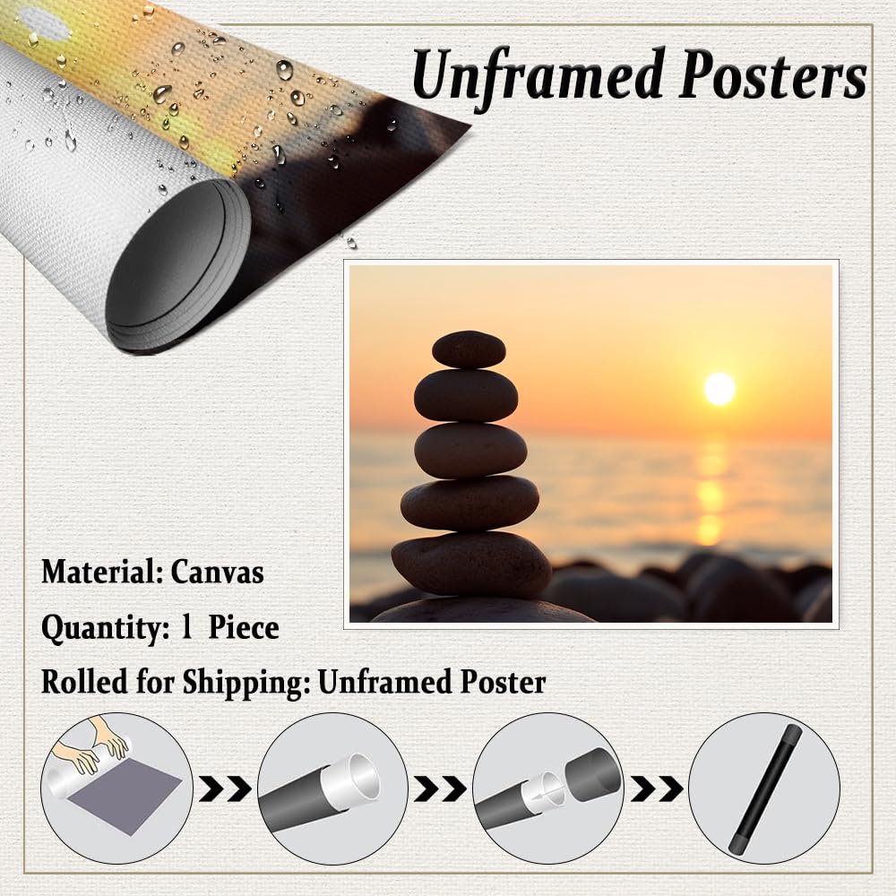 Minimalist Zen Sunset Wall Art (Unframed-2 / 24"L x 36"W)