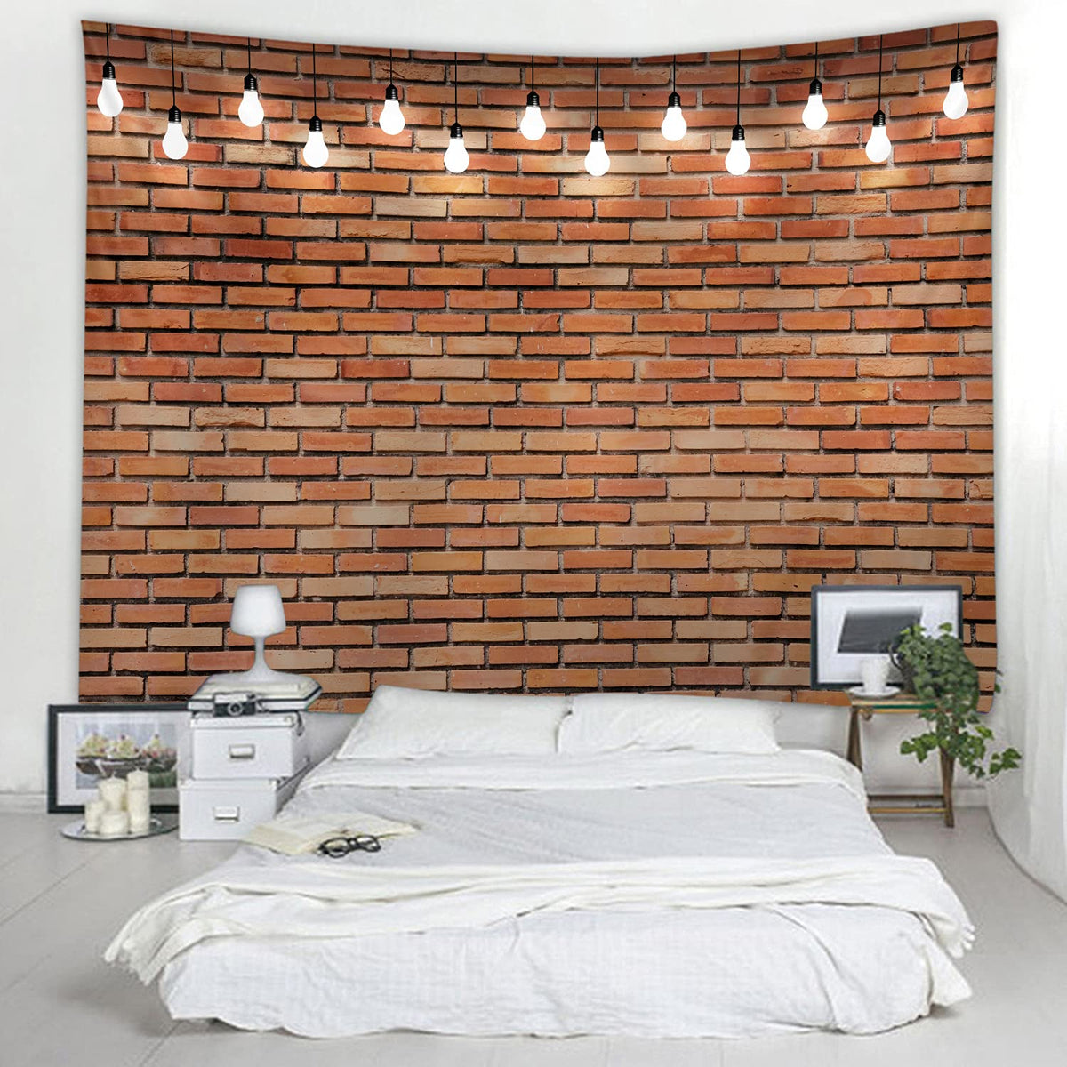 Red Brick Wall Print Fabric Tapestry Decorative Wall Art Tablecloth Bedspread Picnic Blanket Beach Throw Blanket Multifunctional for Bedroom Hall Dormitory Living Room Hanging 91 x 71 inches (Red Brick Wall / 91"L x 71"W)