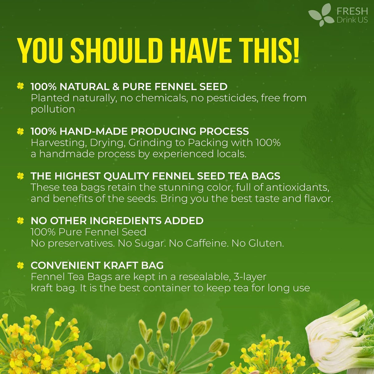 Premium Fennel Seed Tea (75 Bags)