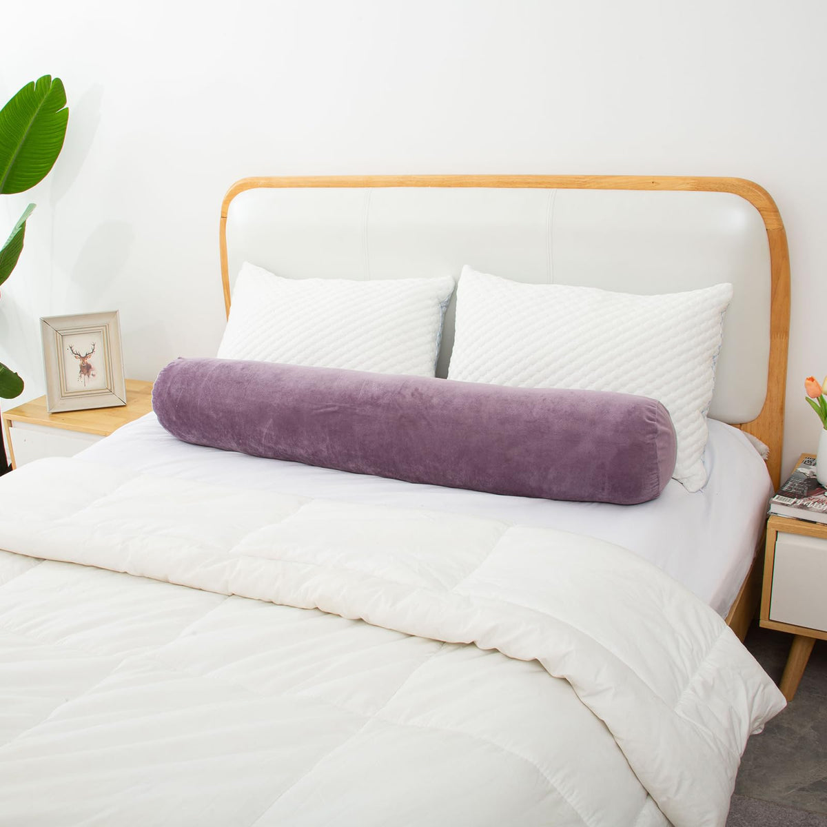 Bolster Pillow for Bed (Purple / 47 inch)