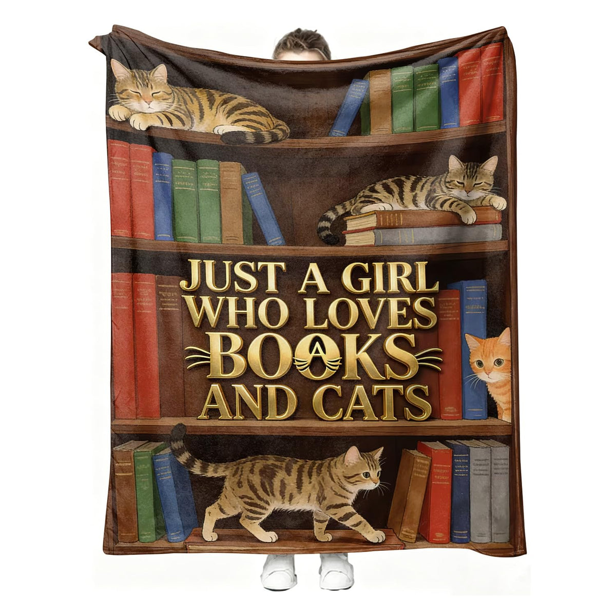 Books Cats Throw Blanket Vintage Soft Cozy Plush Flannel Blanket 30"X40" (Books and Cats / 30"X40")