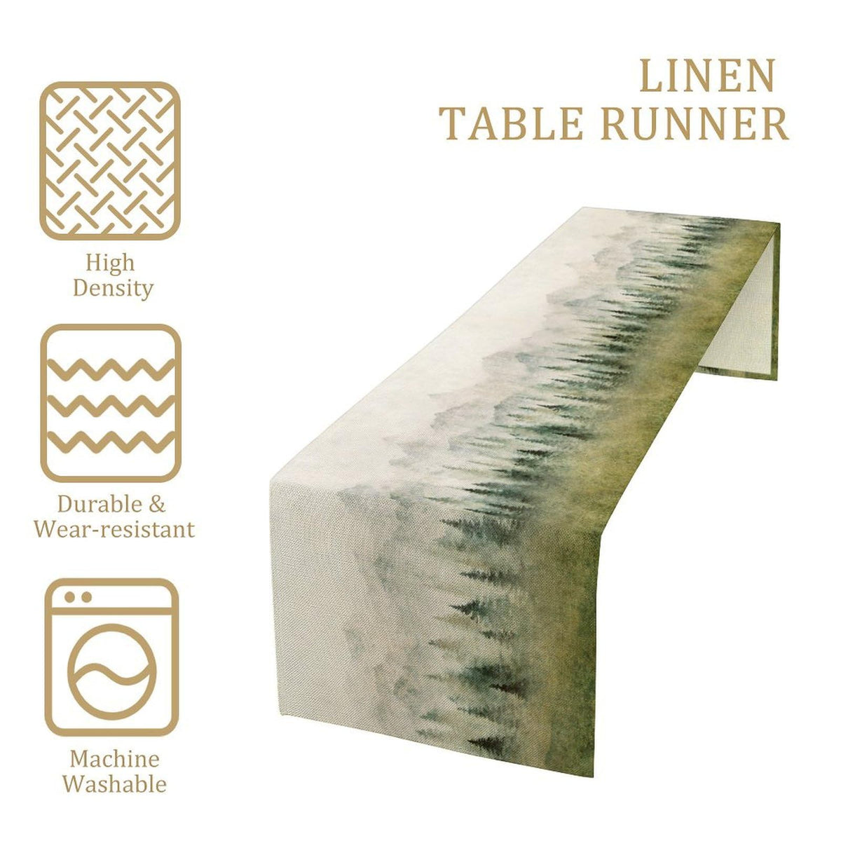 Watercolor Forest Table Runner (13x60inch / Forest-1)