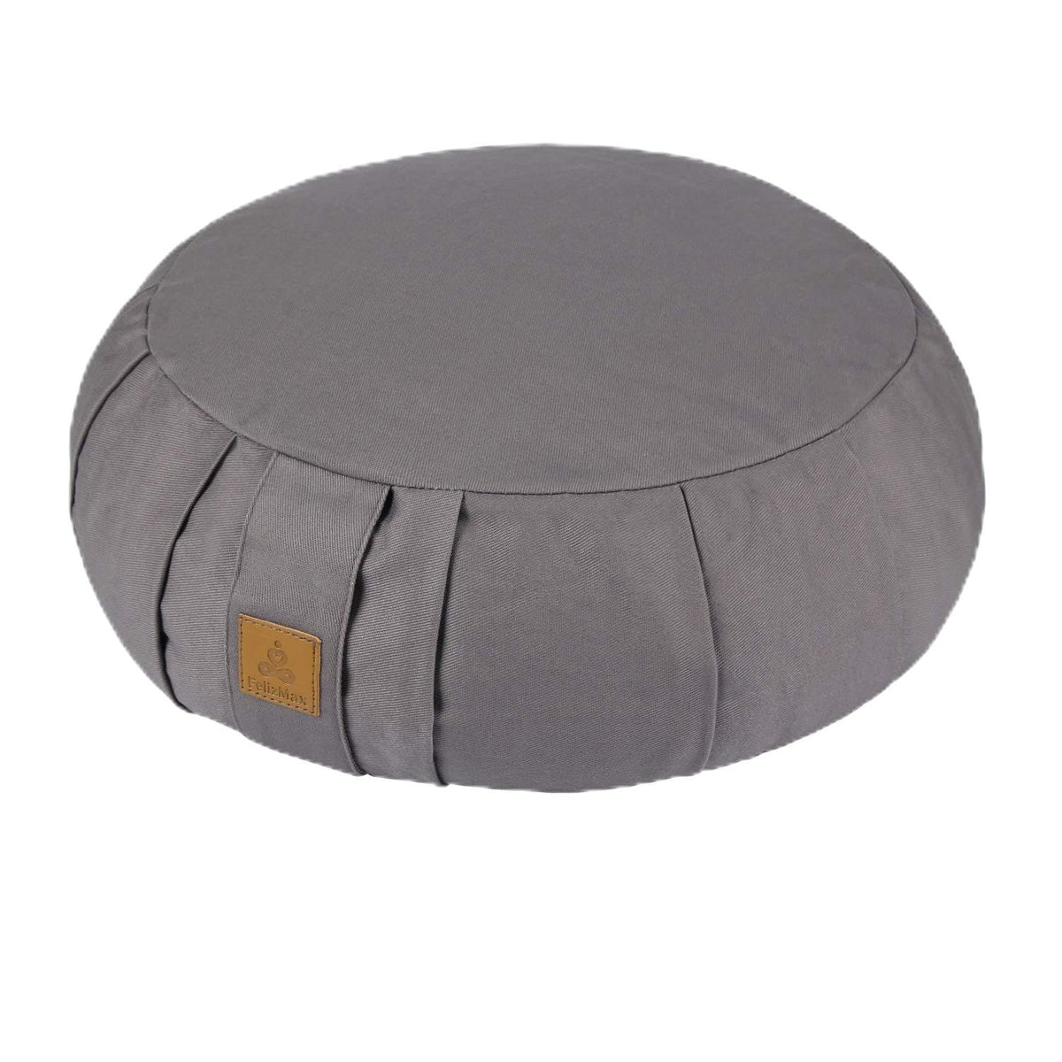 Round Zafu Meditation Cushion D=16" H=5.5" Zabuton Meditation Pillow Yoga Bolster Yoga Pillow Floor seat Zippered Organic Cotton Cover Natural Buckwheat Kneeling Pillow (Grey)