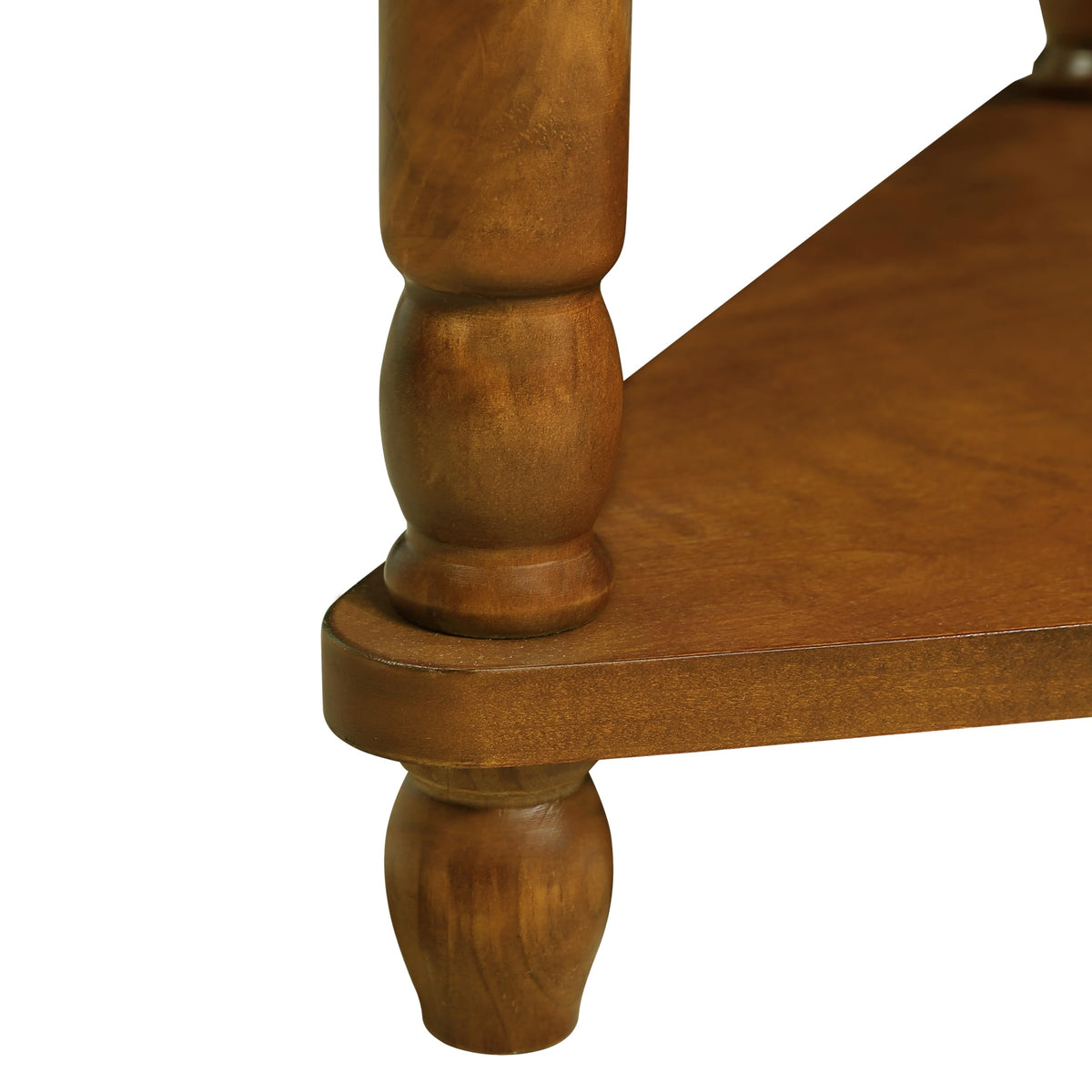 Small Triangle Corner Table Wood Corner Side Tables with Drawer & 2 Open Shelves 3 Tier End Table with Solid Wood Legs for Small Spaces Living Room (33.86"L x 20"W x 34.57"H / Brown)