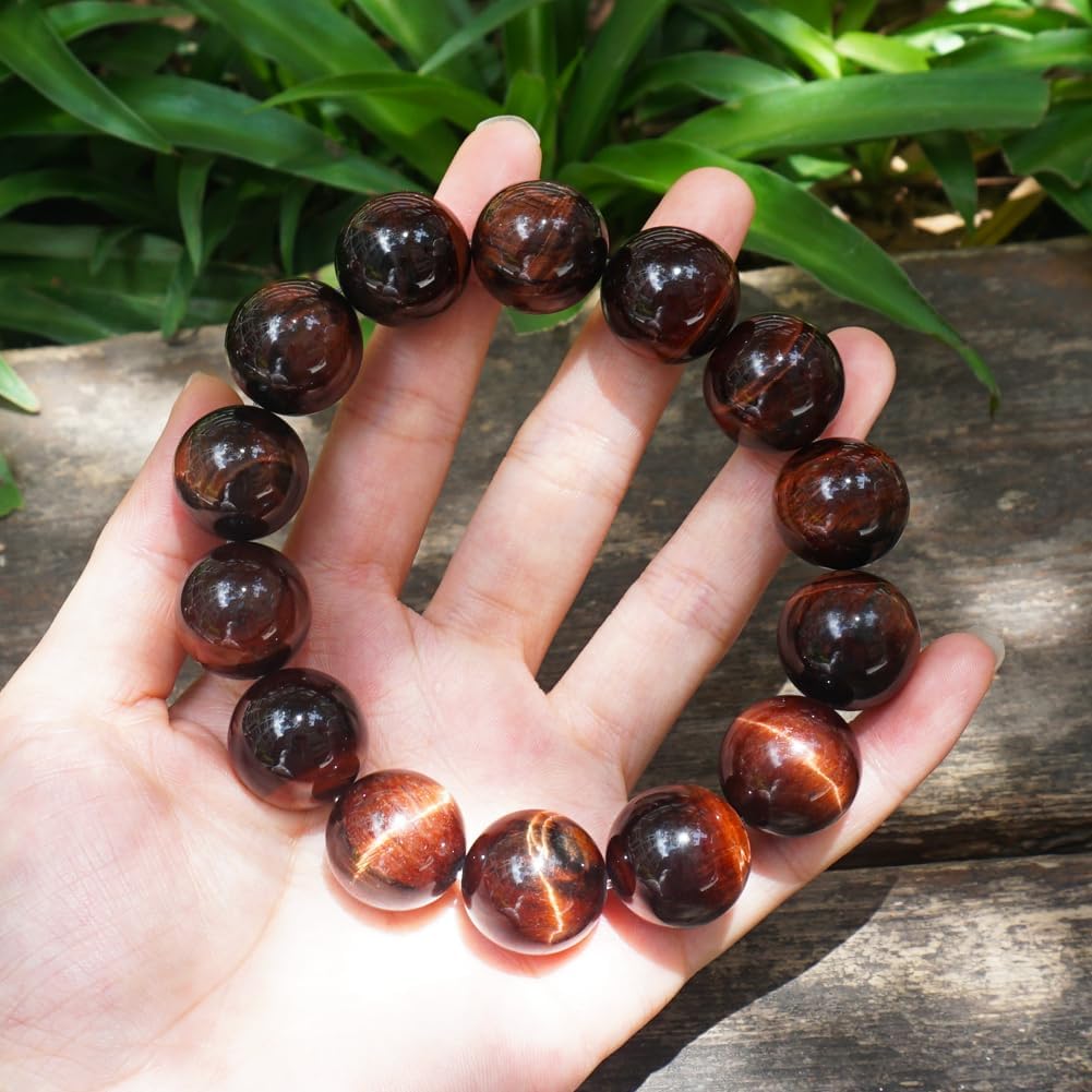 18MM Red Tigers Eye Bracelet for Men Women (18MM Red Tigers Eye Bracelet)