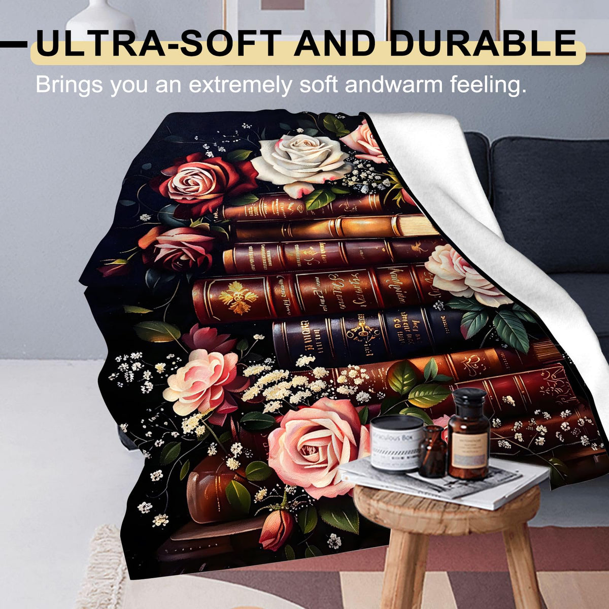 Rose Book Flannel Blanket (Rose Books / 50x60 inch)
