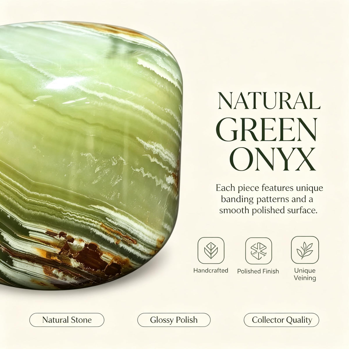 Natural Marble Lamp Cordless Touch Control Night Light 3 (Emerald Green)