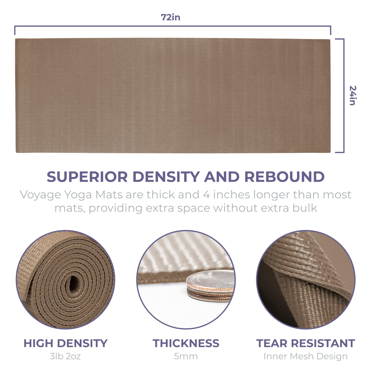 Voyage 5mm Studio Yoga Mats (Mocha)