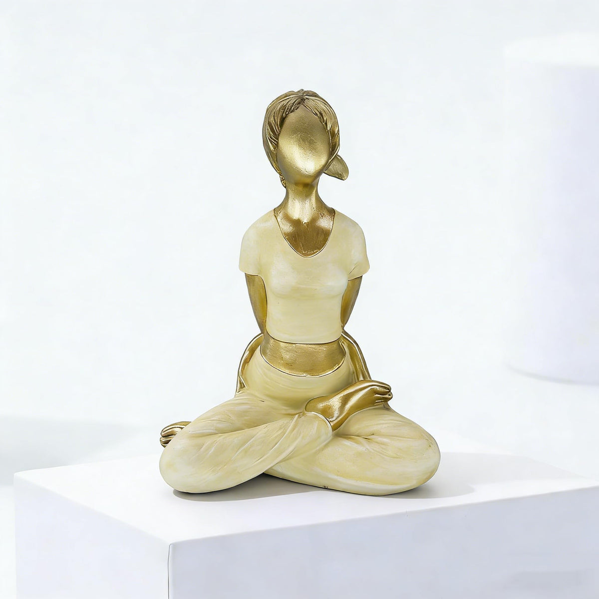 Meditating Yoga Girl Figurine Gold Yoga Figurine Sitting in Yoga Pose (Style6)