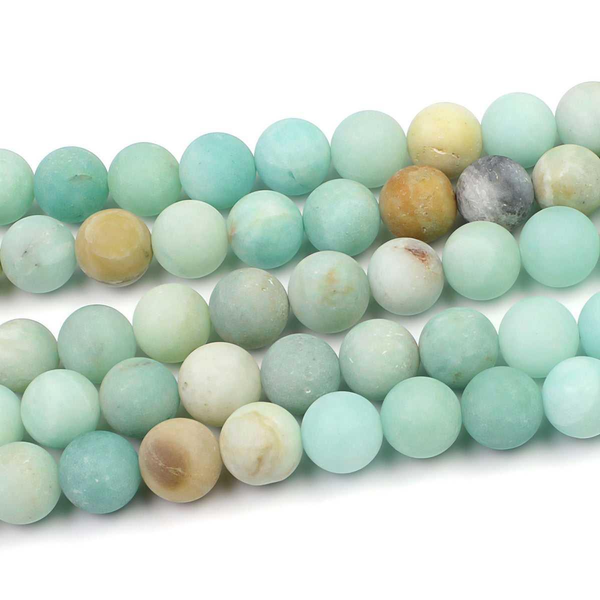 Natural Matte Amazonite Round Loose Beads for Jewelry Making DIY Bracelet Necklace (Matte Mixed Color Amazonite / 4mm)