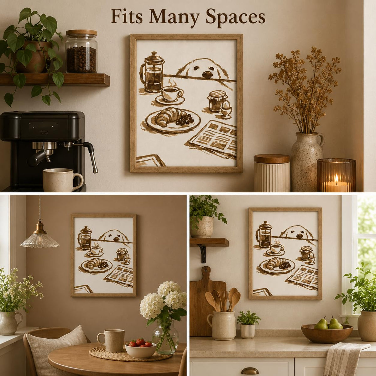 Cute Dog Coffee Framed Wall Art (dog / 10"L x 8"W)