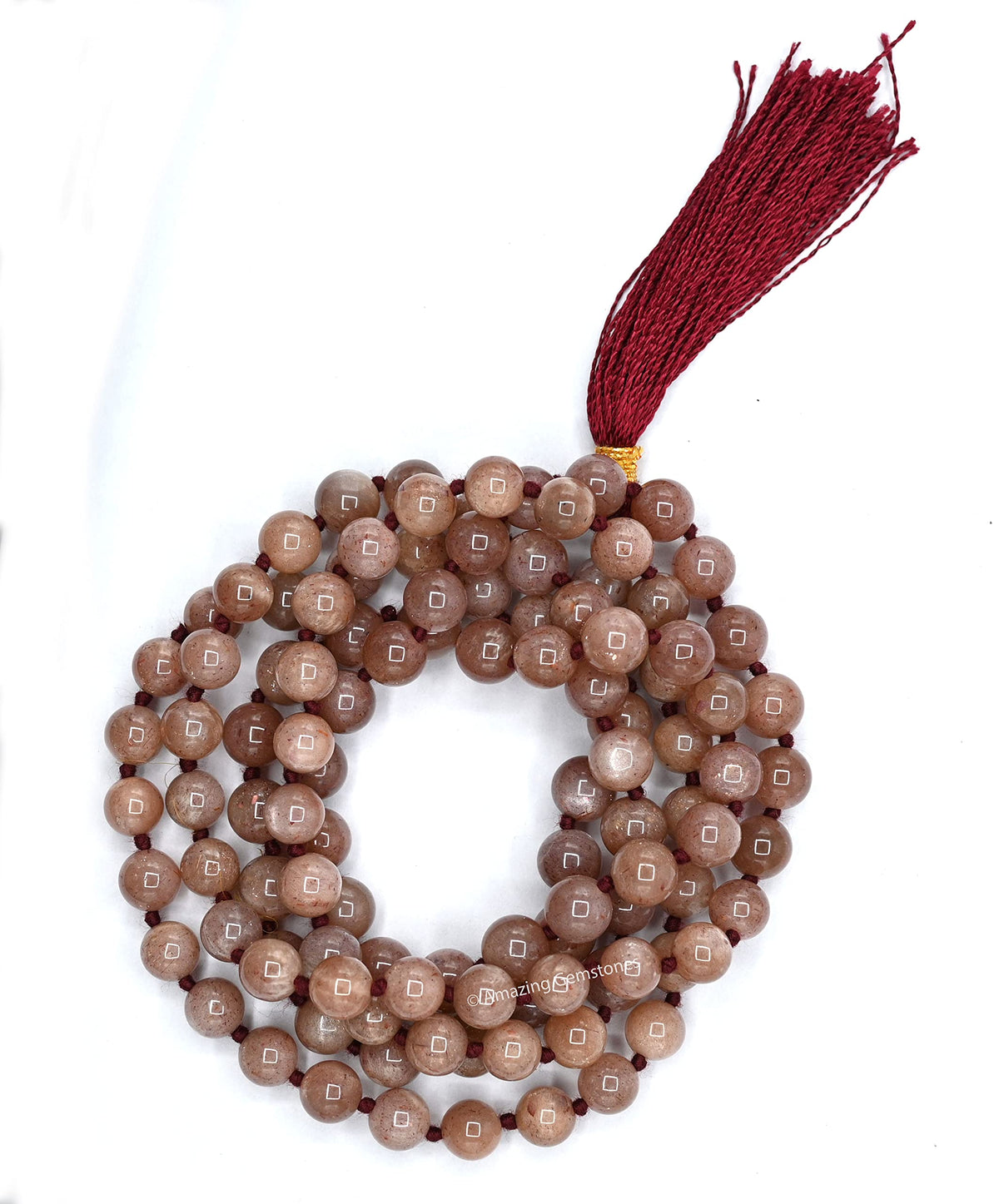 Sunstone Buddhist Prayer Beads Japa Mala with 108 Meditation Beads (Hand Knotted / Sunstone)