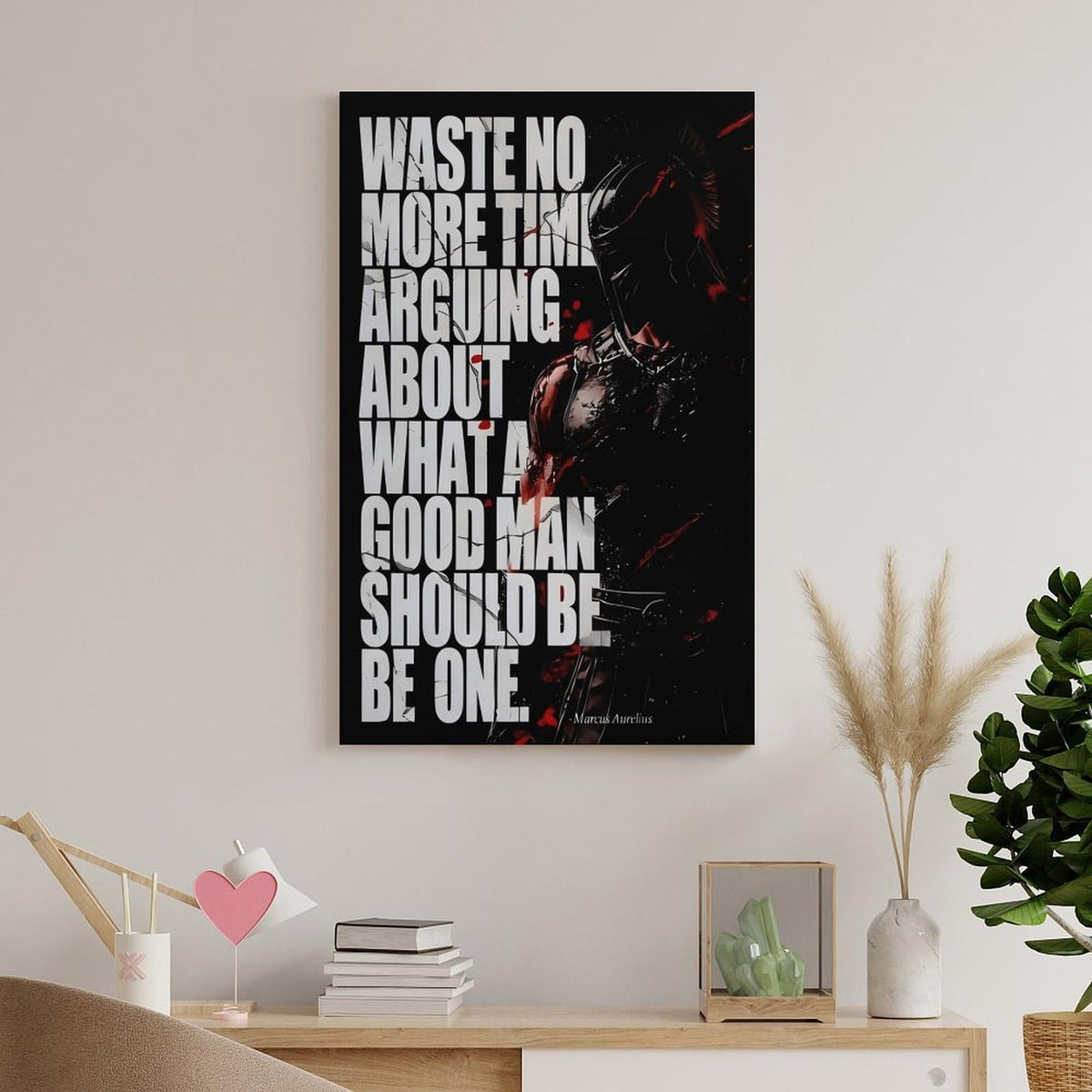 Spartan Marcus Aurelius Quote Canvas Printing Wall Art Prints Wall Decor Posters Red Black Stoic Warrior Motivational Living Room Bedroom Office Gym Philosophy Aesthetic 24x36inch (style-22 / 24x36inch(60x90cm) Frame)