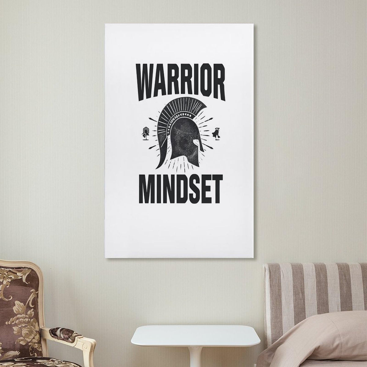 Warrior Mindset Spartan Helmet Canvas Printing Wall Art Prints Wall Decor Posters Minimalist Nordic Fitness Gym Bedroom Living Room Office Motivational Philosophy Decor 20x30inch (style-3 / 20x30inch(50x75cm) Frame)