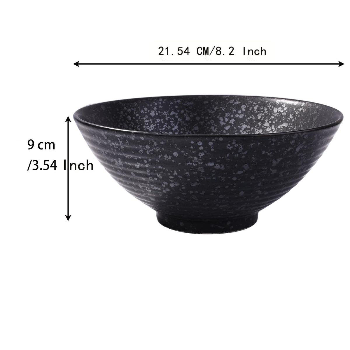 Japanese Ceramic Noodle Bowl Set of 2 (Black)