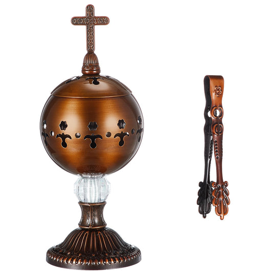 1 Set Incense Burner with Tong (Red Copper / Retro)