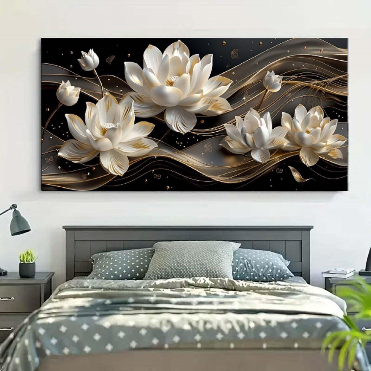 Flower Wall Art Large Canvas Painting Abstract Wall Decor Petals Poster White Browm Picture Office Artwork for Walls Modern Prints Bedroom Wall Art Living Room Kitchen Home Decorations (FlowerB / 48"L x 24"W)