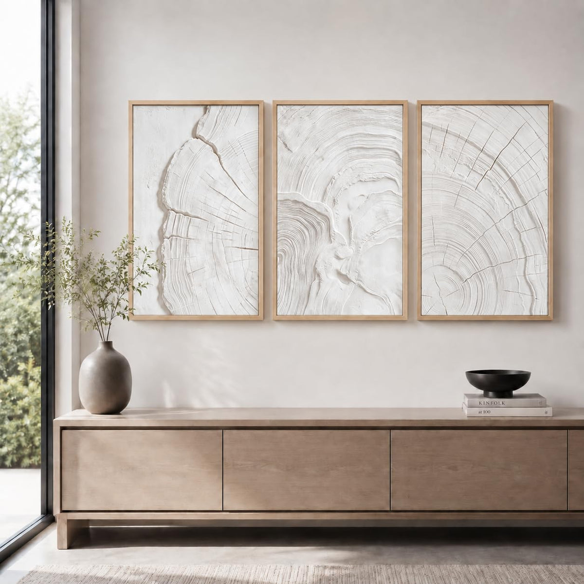 Abstract White Tree Ring Wall Art (Tree Ring / 12 X 16 Inches)