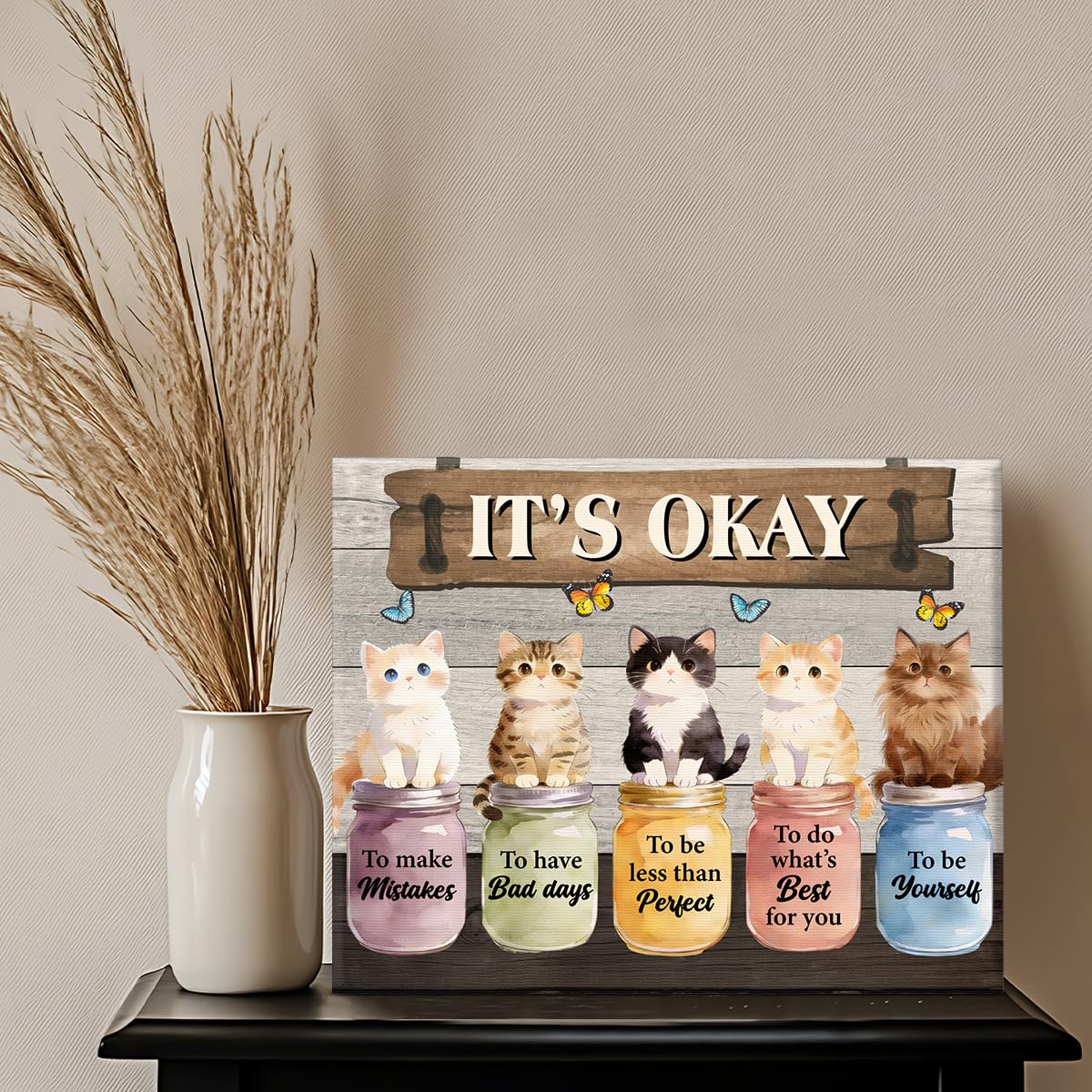Cute Cat Inspirational Wall Art Motivational It's Okay Poster Wall Decor (Cat Inspirational)