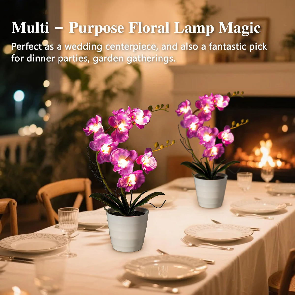 Purple Orchid Lamp Gifts for Women Flower Decor for Bedroom Coffee Shop (Purple Orchid)